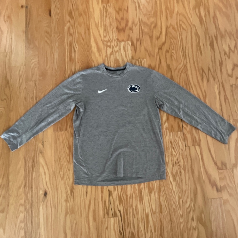 Grey Nike Penn State Dri-Fit Long Sleeve Shirt: LG